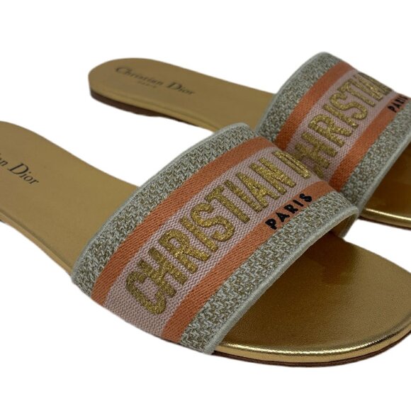 Christian Dior Multi/Color flat DWAY SLIDES Sz-40 - Picture 1 of 5